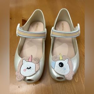 Mini Melissa Silver Unicorn Kids Shoes